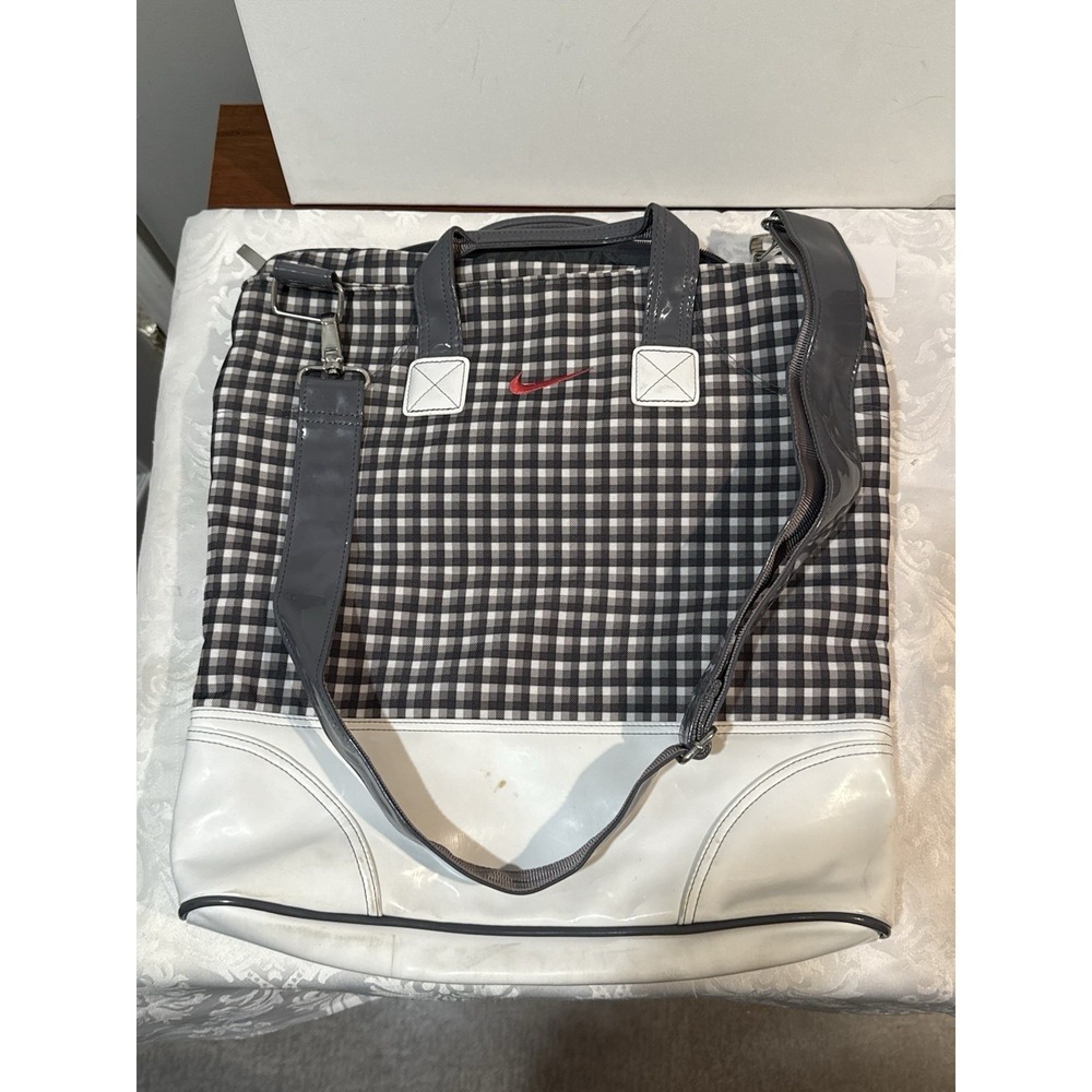 Vintage Nike Brassie Tote Bag Golf Shoe Plaid Shoulder Strap Mesh Pocket‎ Women